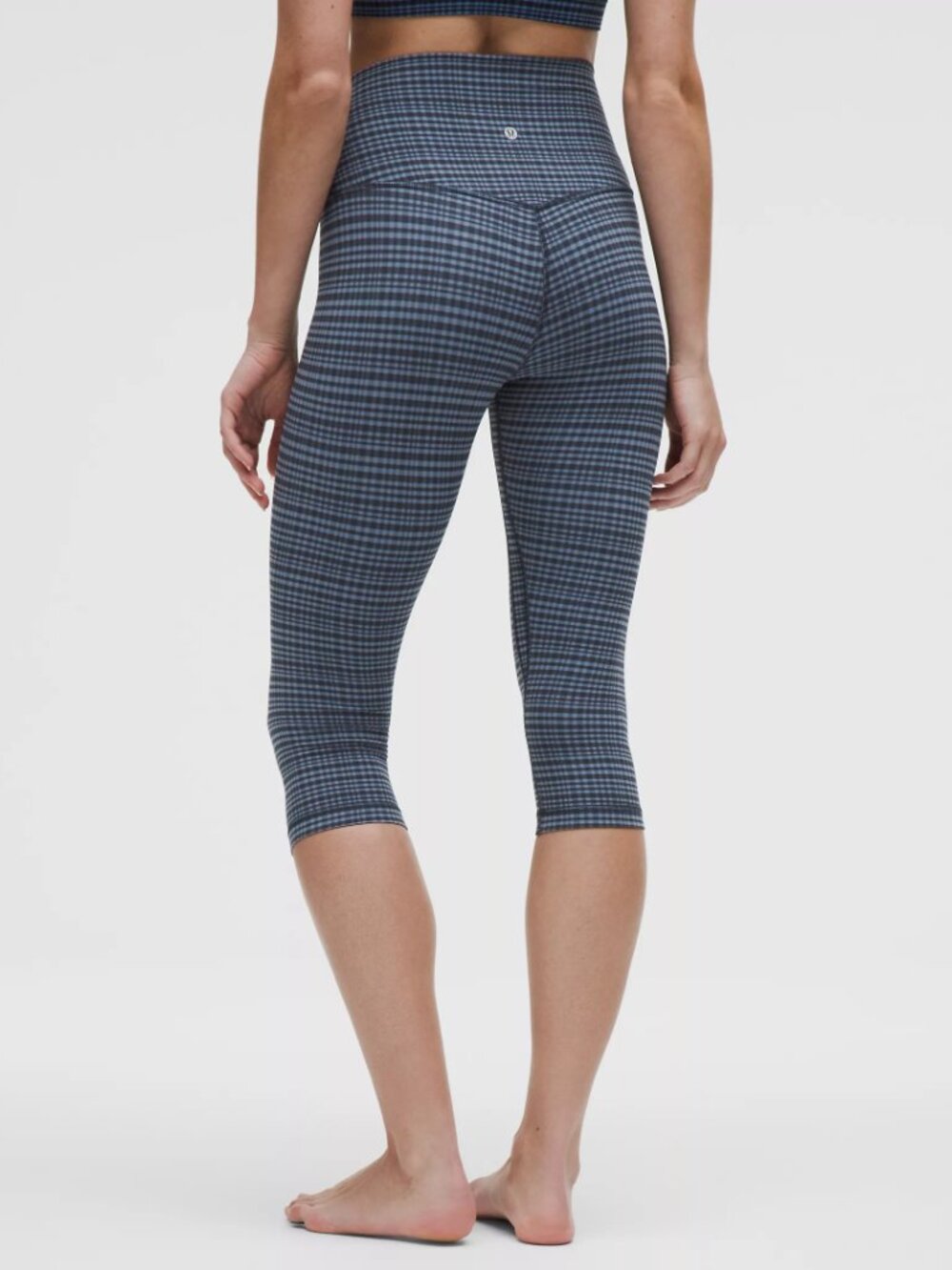 Lululemon - Align High-Rise Crop 17" Leggings: Glow Grid Washed Denim & Black, 4 - Picture 2 of 10